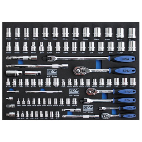 SP - TOOL KIT 85PC SOCKET & ACCESSORIES SET IN EVA FOAM 